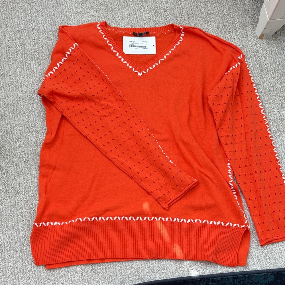 Orange V-Neck Sweater